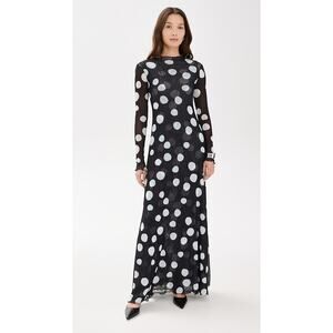 NWT RESA Lyon Polka Dot Long Sleeve Mock Neck Maxi Dress Vogue Women's Large